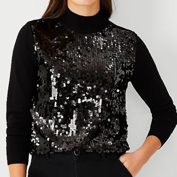 Ann Taylor A Shimmering Turtleneck Sweater.
